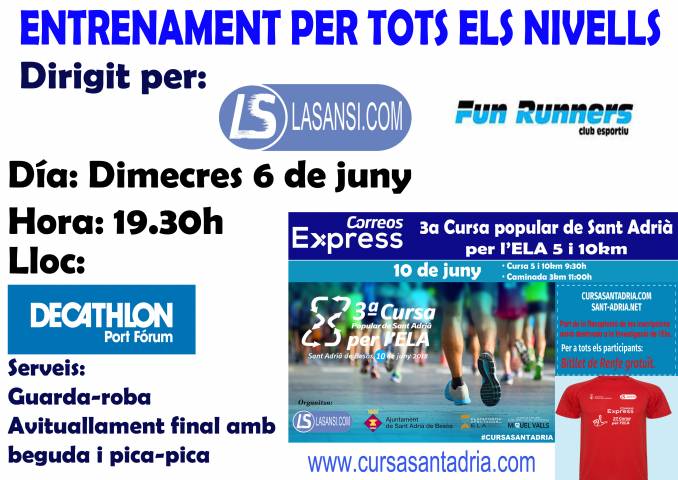 Ven a los entrenamientos para la Carrera de Sant Adria y del Masnou organizados por La Sansi
