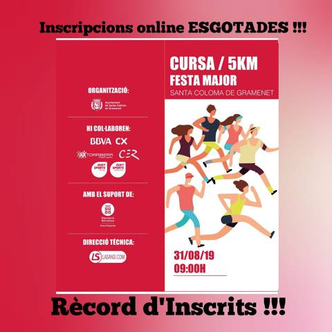 Inscripciones CERRADAS online hoy 3 de agosto a falta de 30 días para la carrera, con RÉCORD de inscrit@s, con un destacable 35% de mujeres.