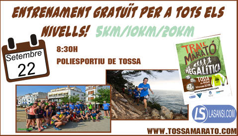 Proper entrenament gratuït per a tots els nivells 22/09/18!